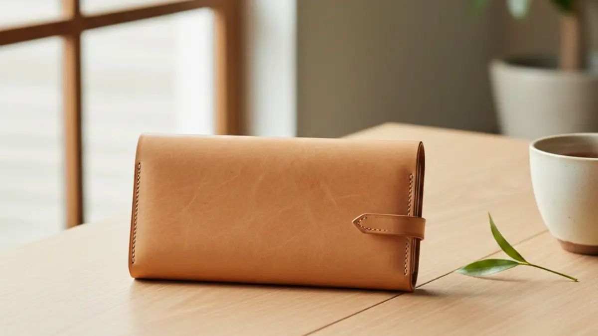 ひらめき 財布のアイキャッチ ひらめき 財布のデザインと革の質感が伝わるイメージ画像
